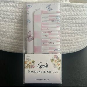 NWT Mackenzie Childs x Goody Pink Rosy Check Wide Hair Comb Travel Case Envelope